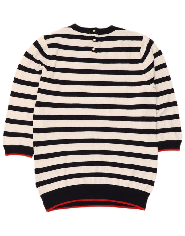 Maglione girocollo da donna con maniche a 3/4 Zara UK 12 a righe bianche medie