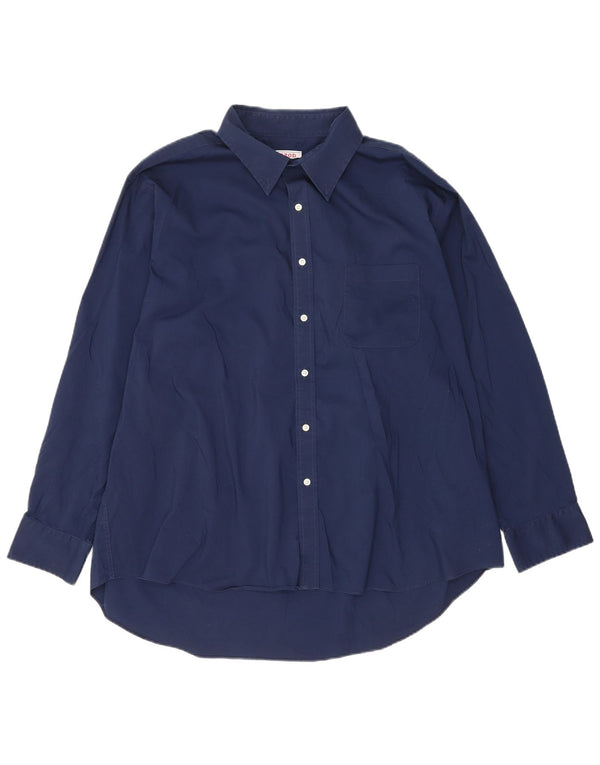 Camicia Izod da uomo elasticizzata vestibilità classica taglia 18 18 1/2 2XL cotone blu navy