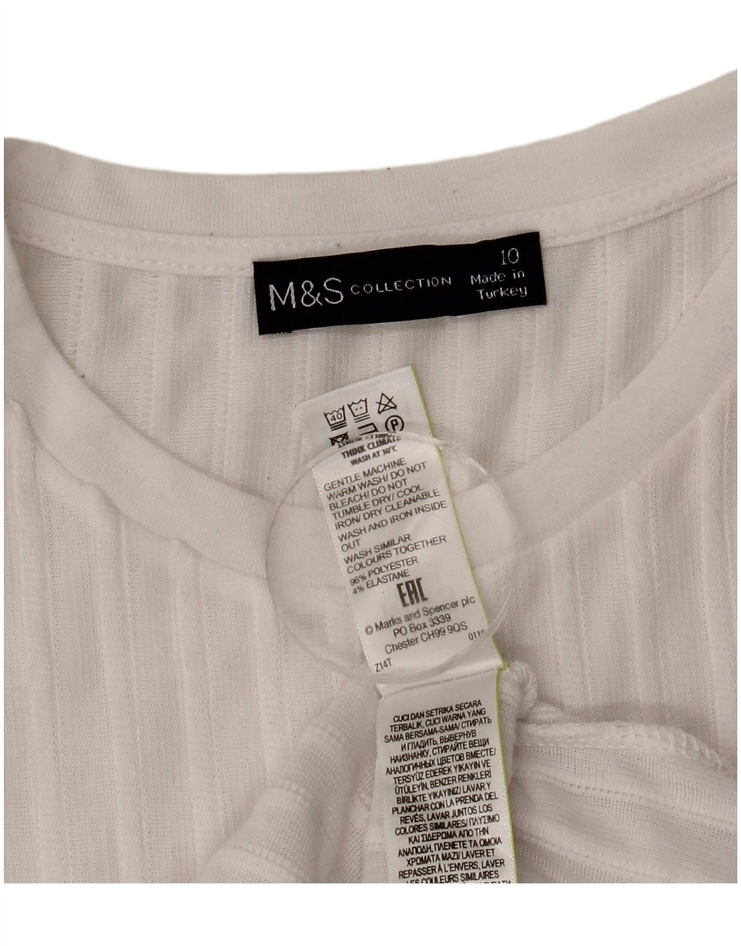 Marks & Spencer Top oversize da donna a maniche lunghe UK 10 Small Bianco