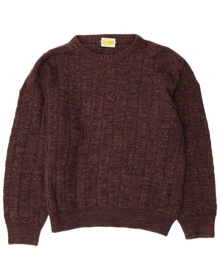 Maglione da uomo vintage con scollo a barca, maglione grande, in lana marrone