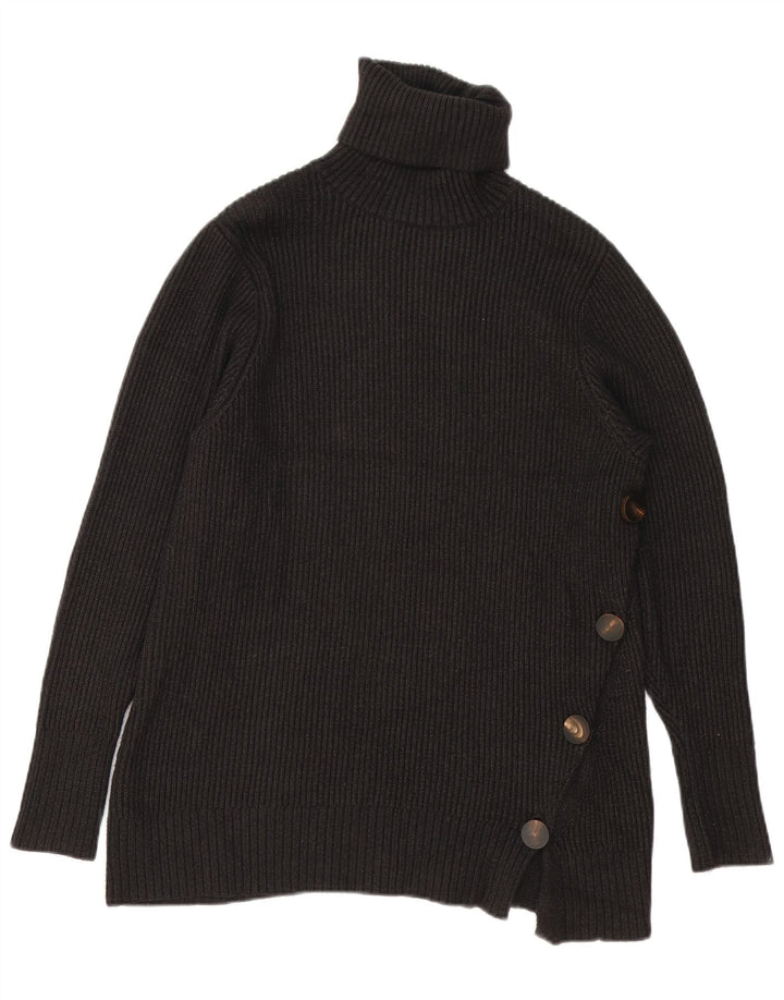 Maglione maglione a collo alto da donna Zara UK 10 piccolo in viscosa nera
