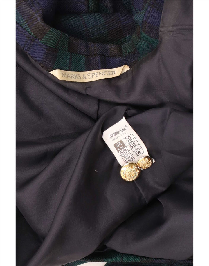Giacca blazer doppiopetto da uomo Marks & Spencer UK 44 2XL verde a quadri