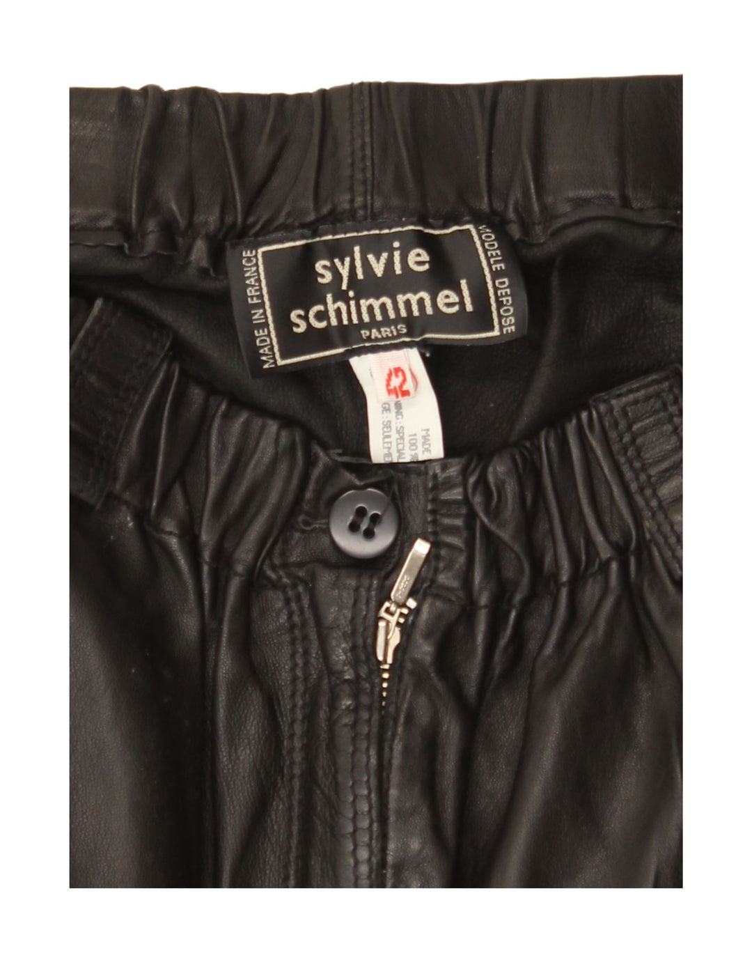 SYLVIE SCHIMMEL Womens Pegged Trousers IT 42 Medium W30 L28 Black Leather Vintage Sylvie Schimmel and Second-Hand Sylvie Schimmel from Messina Hembry 