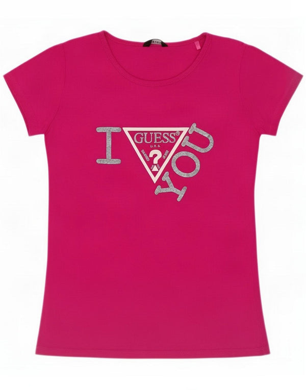 Guess T-shirt grafica per ragazze 13-14 anni Rosa Cotone