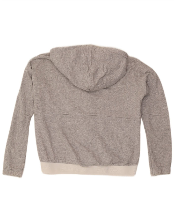 Maglione con cappuccio e zip oversize da donna Adidas UK 8/10 Piccolo grigio a spina di pesce