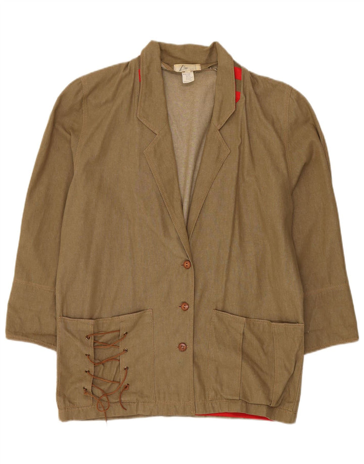 Giacca blazer vintage da donna a 3 bottoni con linea lunga IT 42 Cotone verde medio