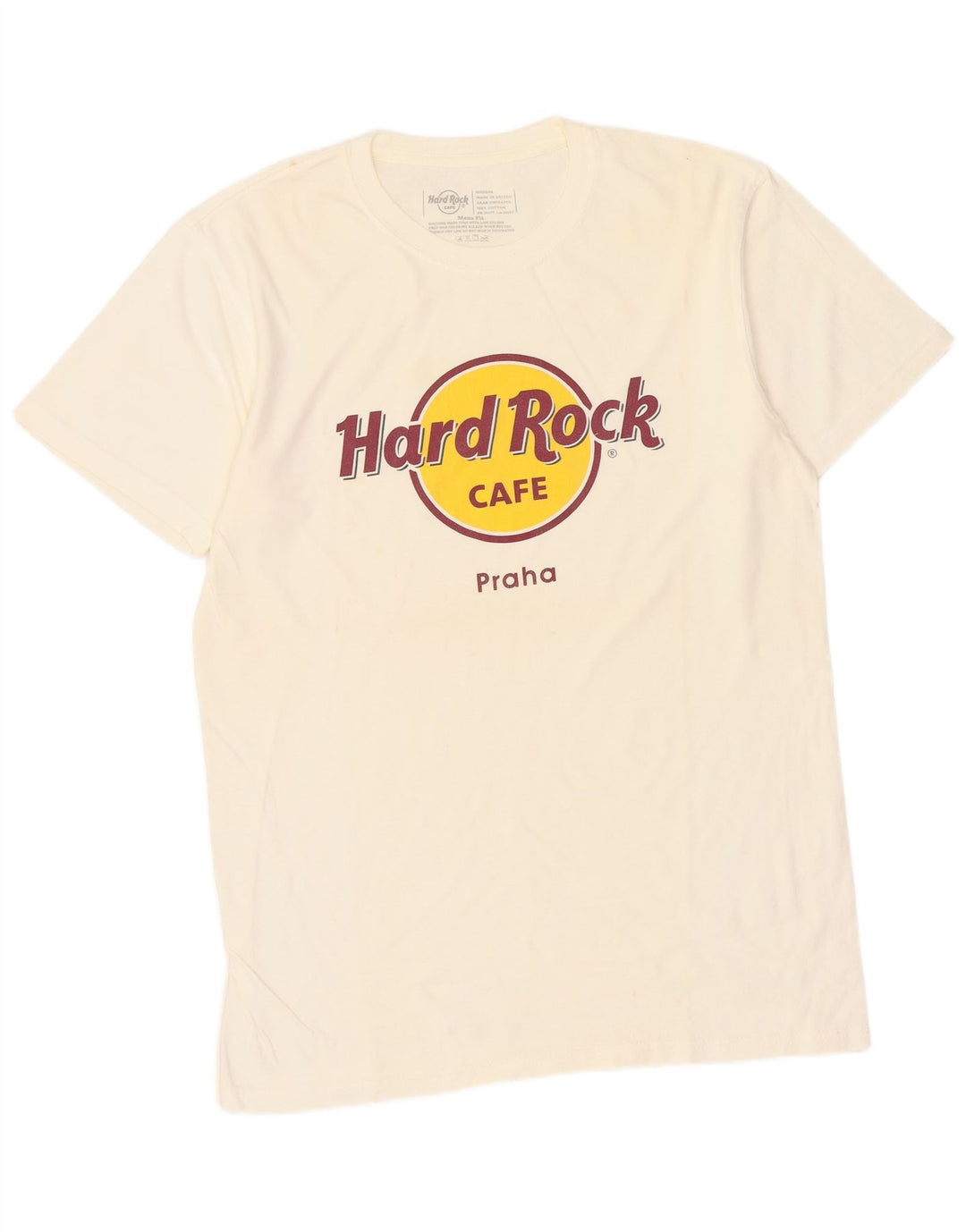 T-shirt grafica da uomo Praha Hard Rock Cafe, cotone bianco medio
