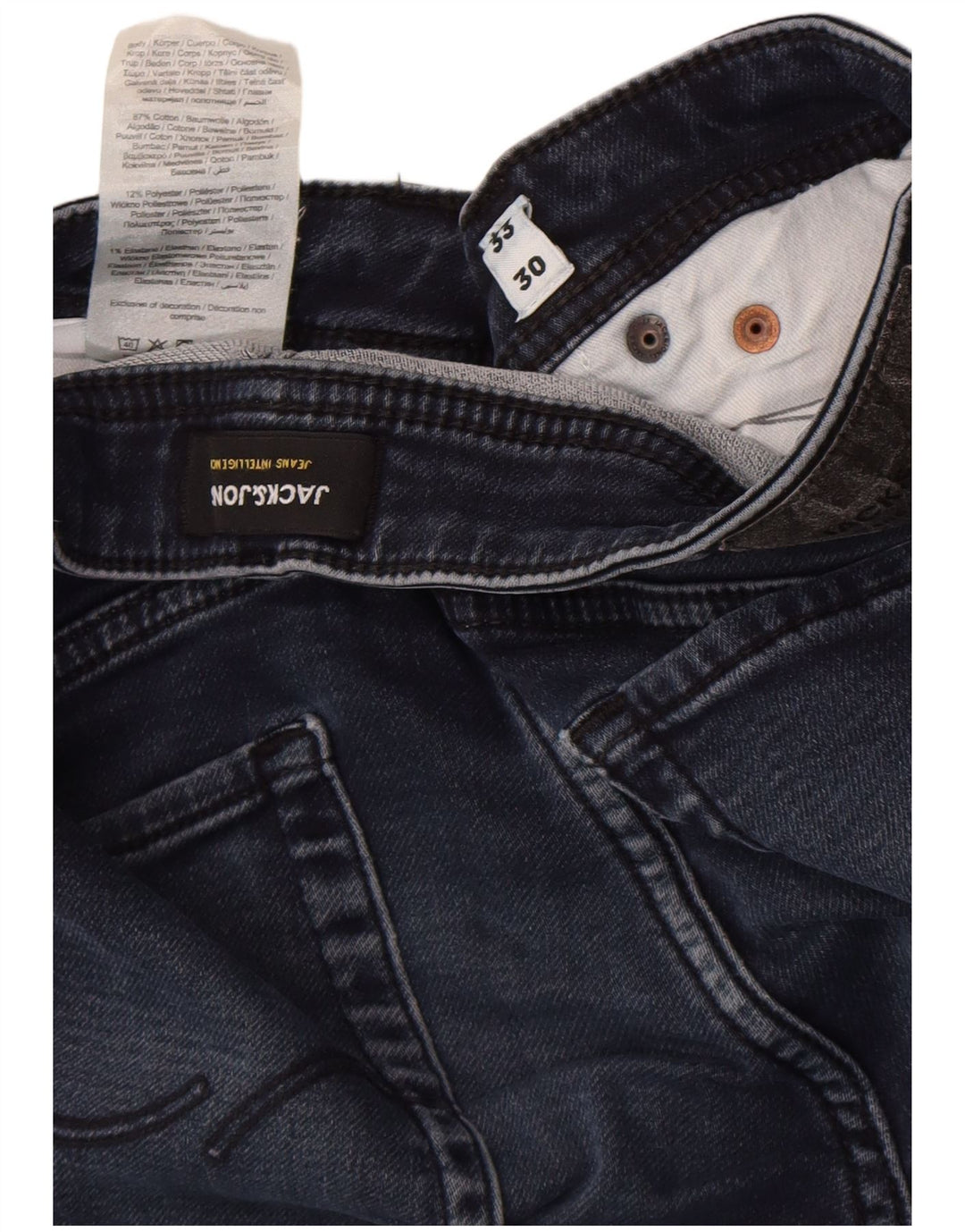 Jack & Jones Uomo GLENN Slim Jeans W33 L30 Cotone Blu