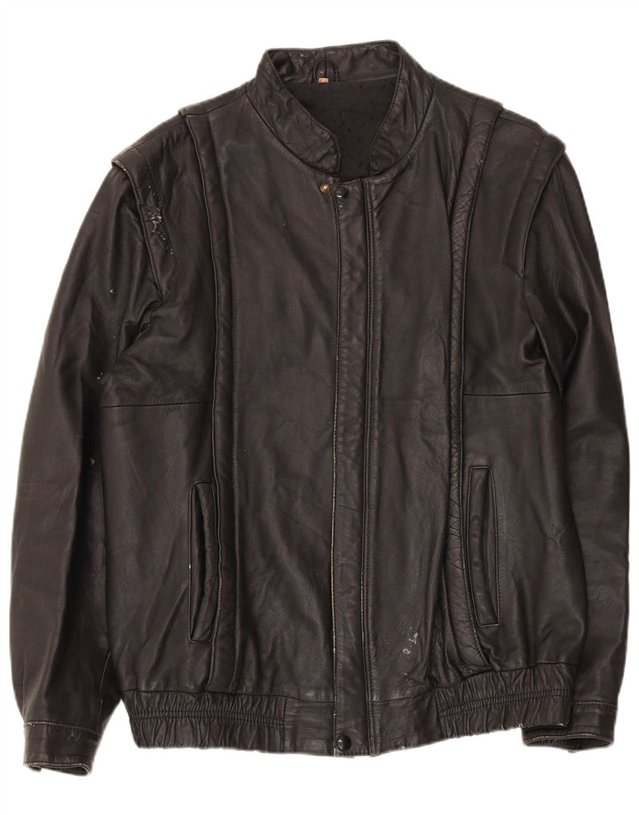 Giacca in pelle vintage da uomo IT 52 XL Nera