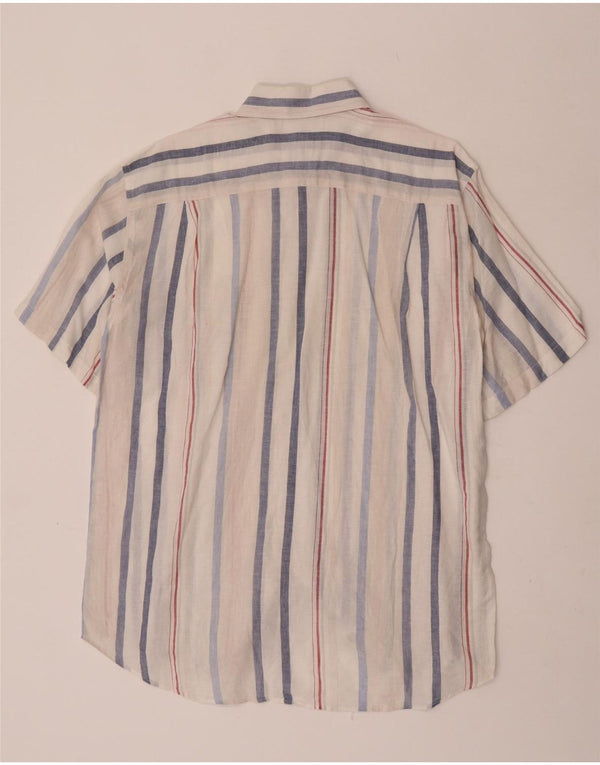 Camicia a maniche corte da uomo Lacoste taglia 42 grande lino a righe bianche