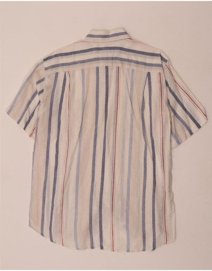 Camicia a maniche corte da uomo Lacoste taglia 42 grande lino a righe bianche