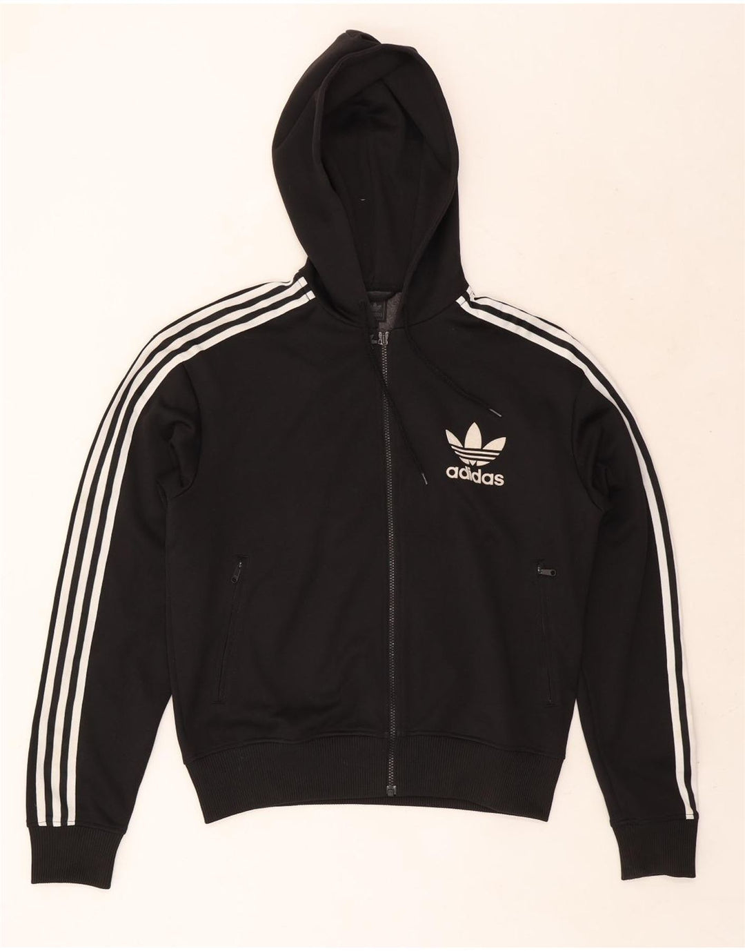 Felpa con cappuccio da uomo Adidas Large nera in poliestere