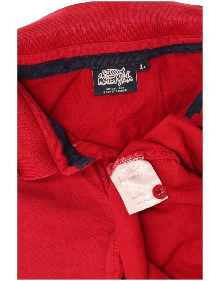 Polo da uomo Weird Fish grande rossa in cotone