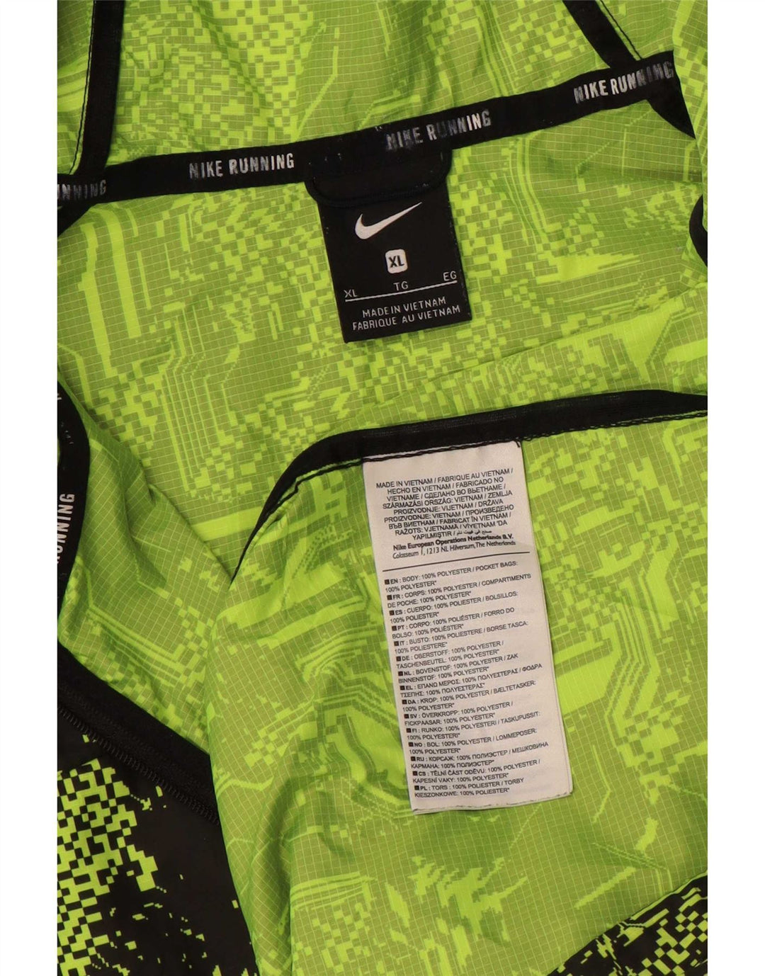 Giacca antipioggia da corsa da uomo Nike UK 42 XL verde geometrico in poliestere