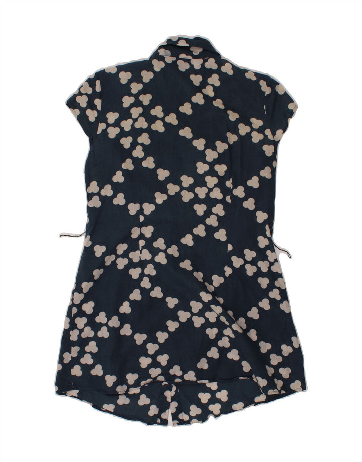 MOSSIMO Womens Longline Shirt Blouse UK 12 Medium Blue Spotted Vintage Mossimo and Second-Hand Mossimo from Messina Hembry 