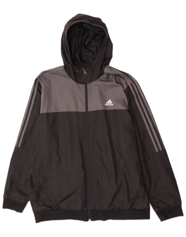 Giacca da tuta da uomo con cappuccio Adidas UK 46/48 XL Black Colourblock