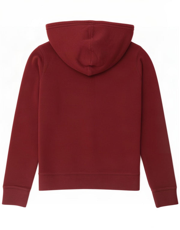 Hollister Womens Graphic Hoodie Jumper UK 16 Large Burgundy Cotton