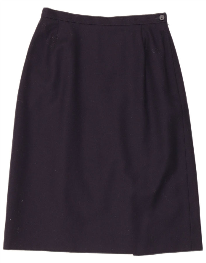 Gonna longuette da donna Windsmoor UK 14 media W27 blu navy in lana vergine