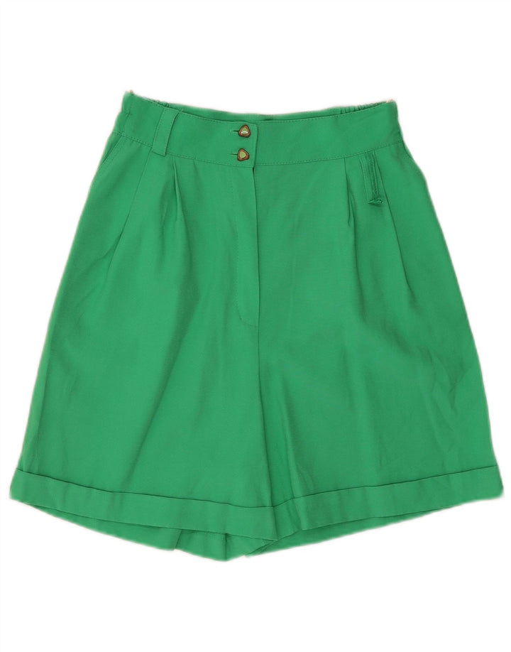 Pantaloncini chino con ancoraggio da donna vintage W26 piccoli in viscosa verde