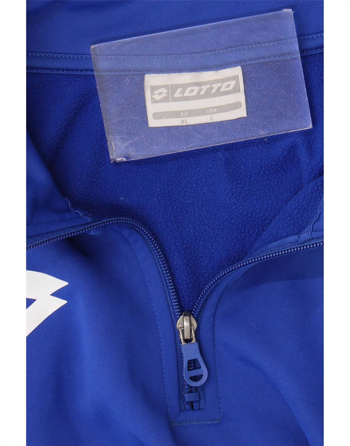 Felpa da uomo con collo con zip Lotto, maglione grande blu