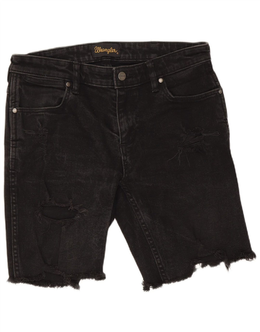 Pantaloncini di jeans invecchiati da donna Wrangler W30 cotone nero medio