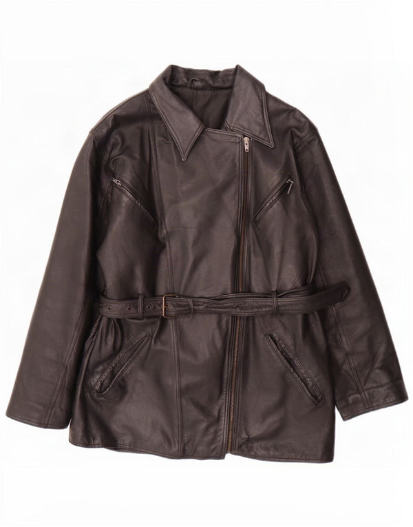 Giacca da motociclista in pelle Canda da donna di C&A UK 12 media nera