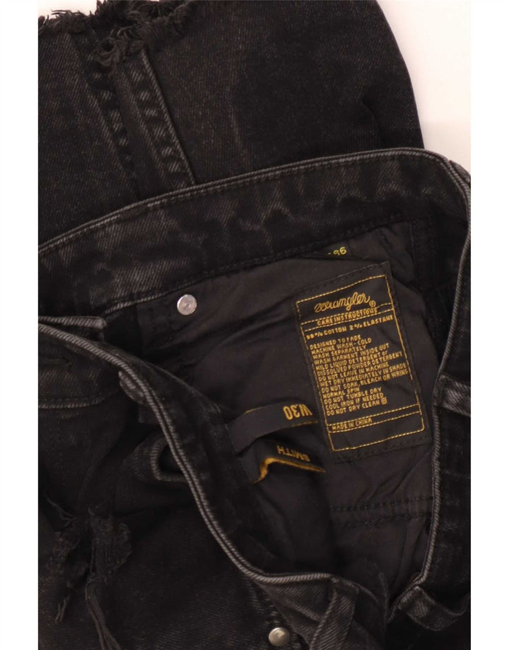 Pantaloncini di jeans invecchiati da donna Wrangler W30 cotone nero medio