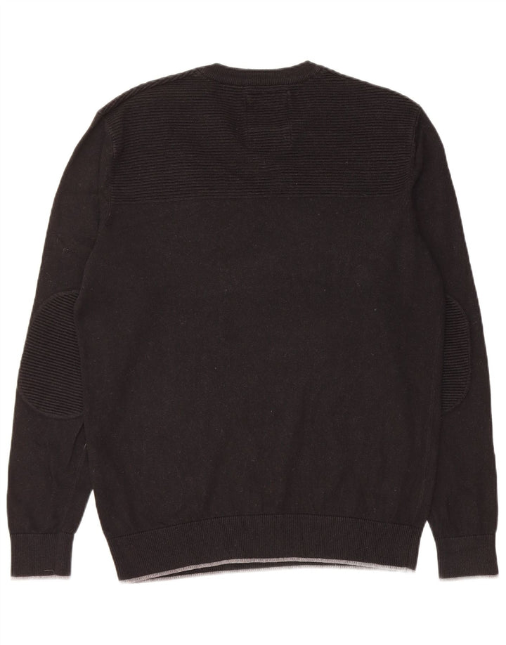 Maglione da uomo con scollo a V Musto in cotone nero medio