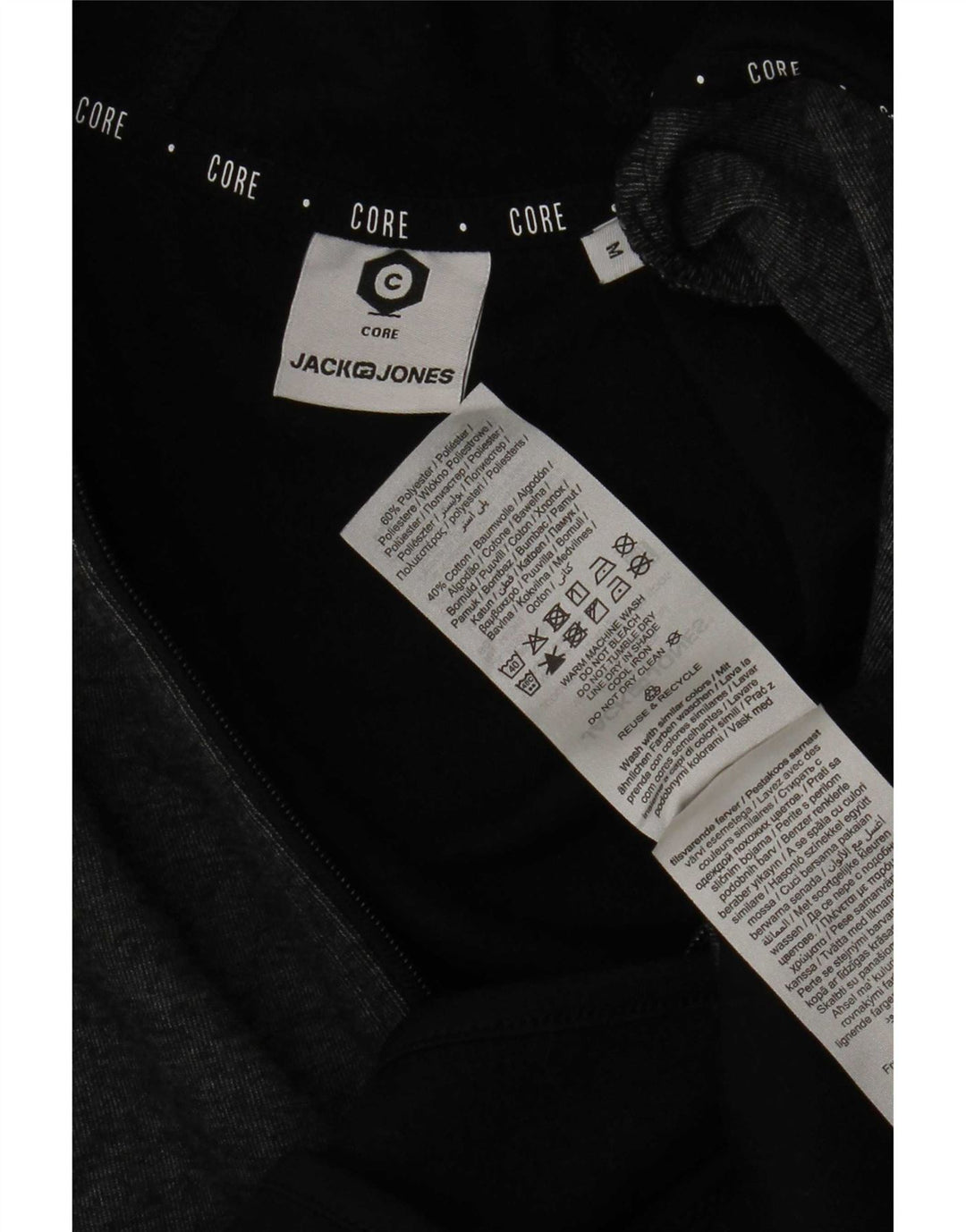 Maglione con cappuccio e zip da uomo Jack & Jones, poliestere color block medio nero