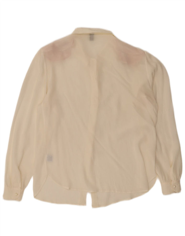 Camicetta camicia vintage da donna IT 44 Acetato bianco sporco medio