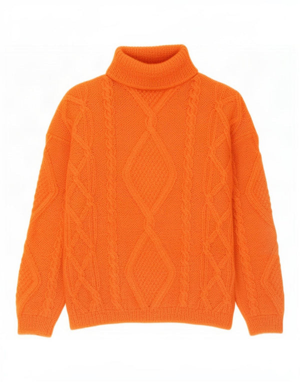 Vintage Womens Roll Neck Jumper Sweater UK 16 Large Orange