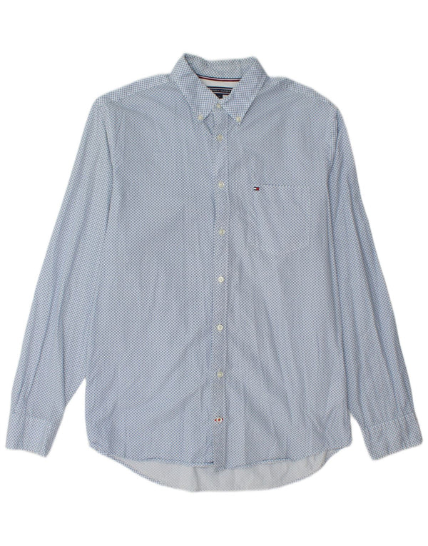 TOMMY HILFIGER Camicia da uomo vestibilità regolare in cotone maculato blu medio
