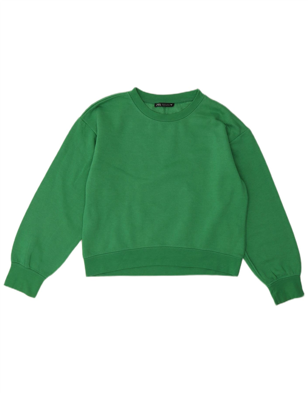 Felpa corta da donna ZARA maglione UK 10 piccolo verde poliestere