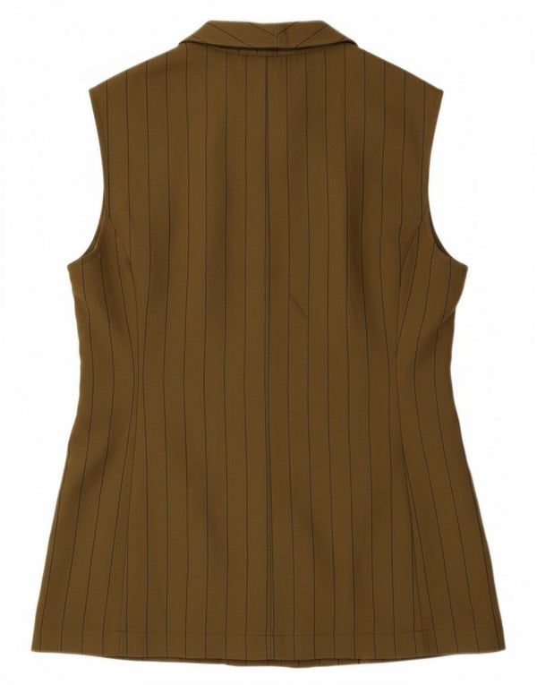 Giacca Blazer Senza Maniche da Donna Rinascimento UK 14 Grandi Righe Cachi