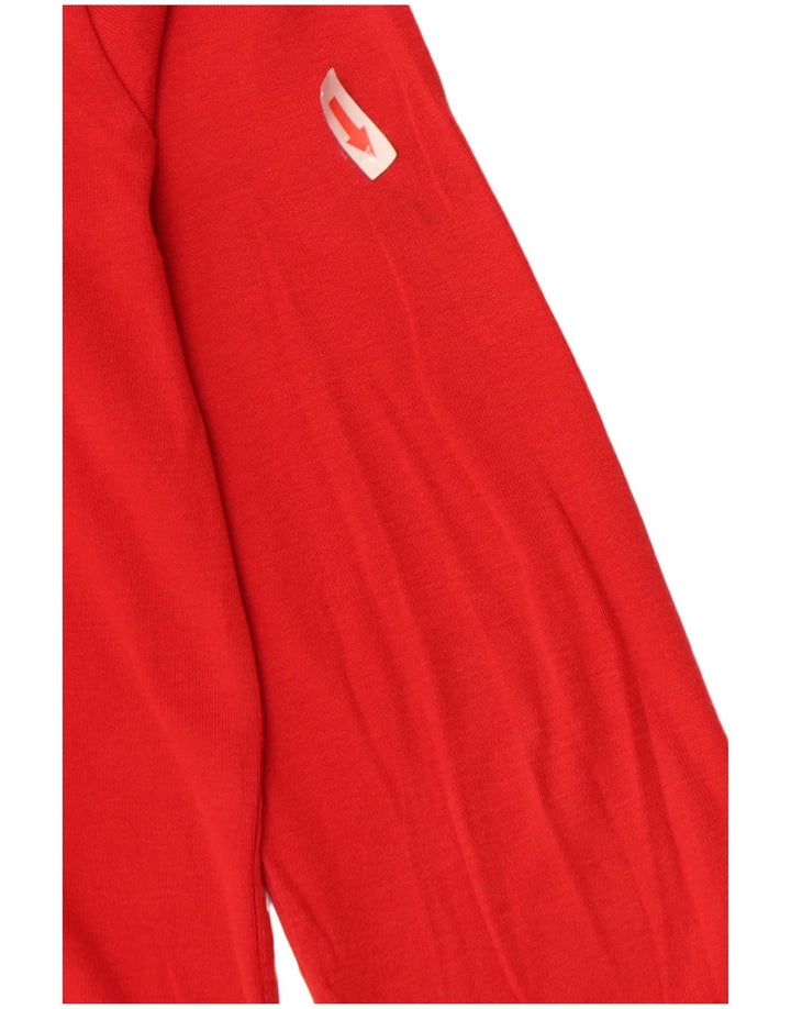 Benetton Donna Crop Top Manica Lunga UK 14 Medio Rosso