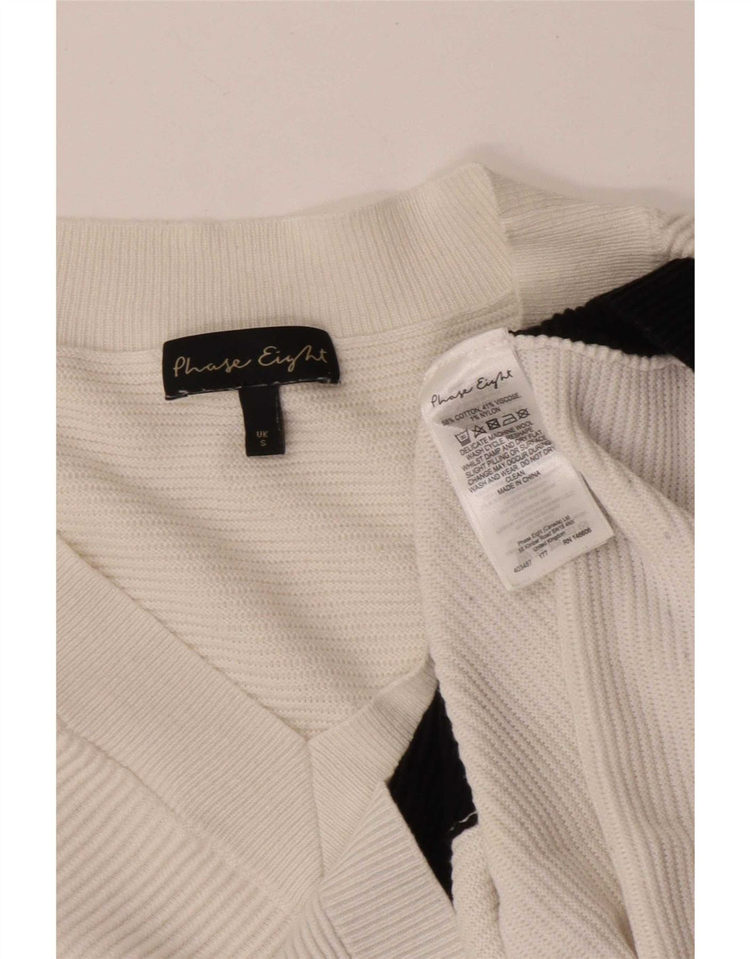 Maglione da donna con scollo a V Phase Eight UK 10 Small White Colourblock