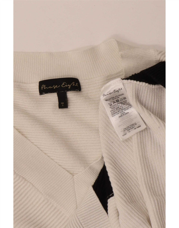Maglione da donna con scollo a V Phase Eight UK 10 Small White Colourblock