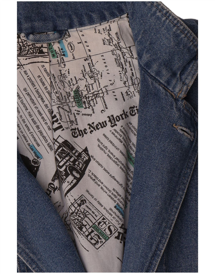 Giacca blazer doppiopetto lunga da donna vintage UK 16 grande blu