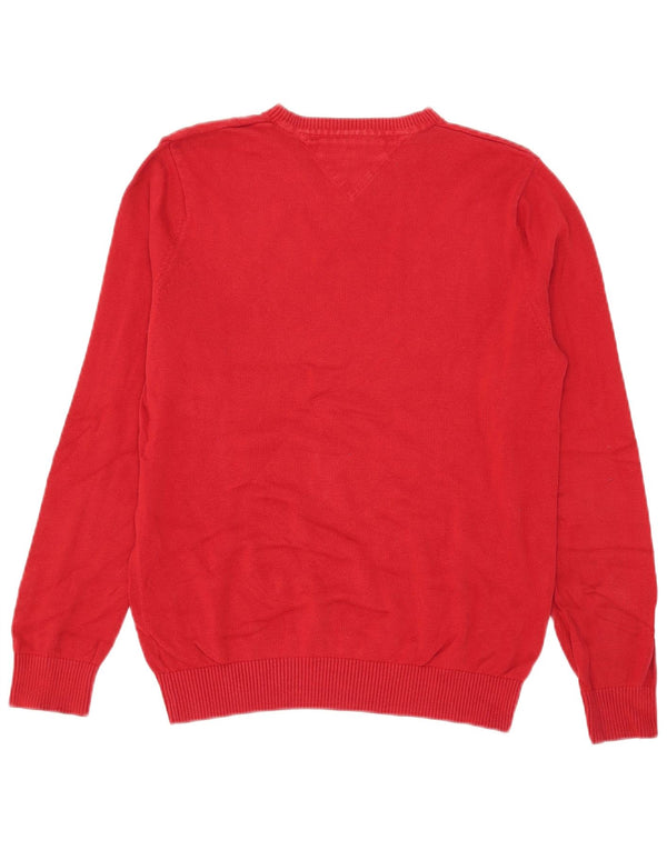 Maglione maglione con scollo a V da uomo Tommy Hilfiger piccolo cotone rosso