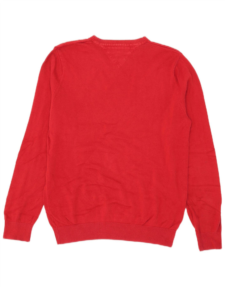 Maglione maglione con scollo a V da uomo Tommy Hilfiger piccolo cotone rosso