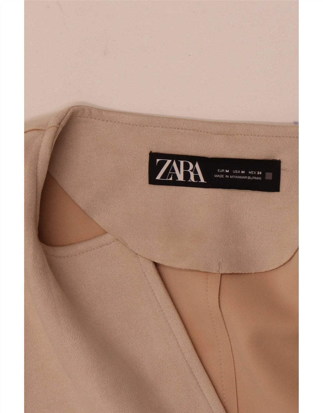 Giacca blazer aperta da donna con maniche a 3/4 Zara UK 14 a righe beige medio
