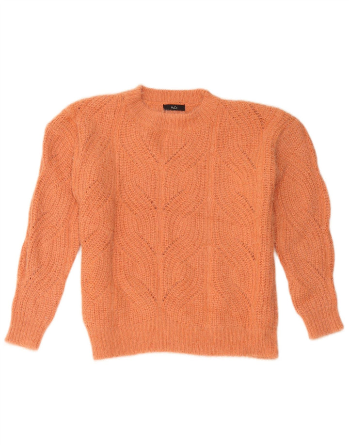 Maglione maglione girocollo oversize da donna M&Co UK 10 piccolo acrilico arancione
