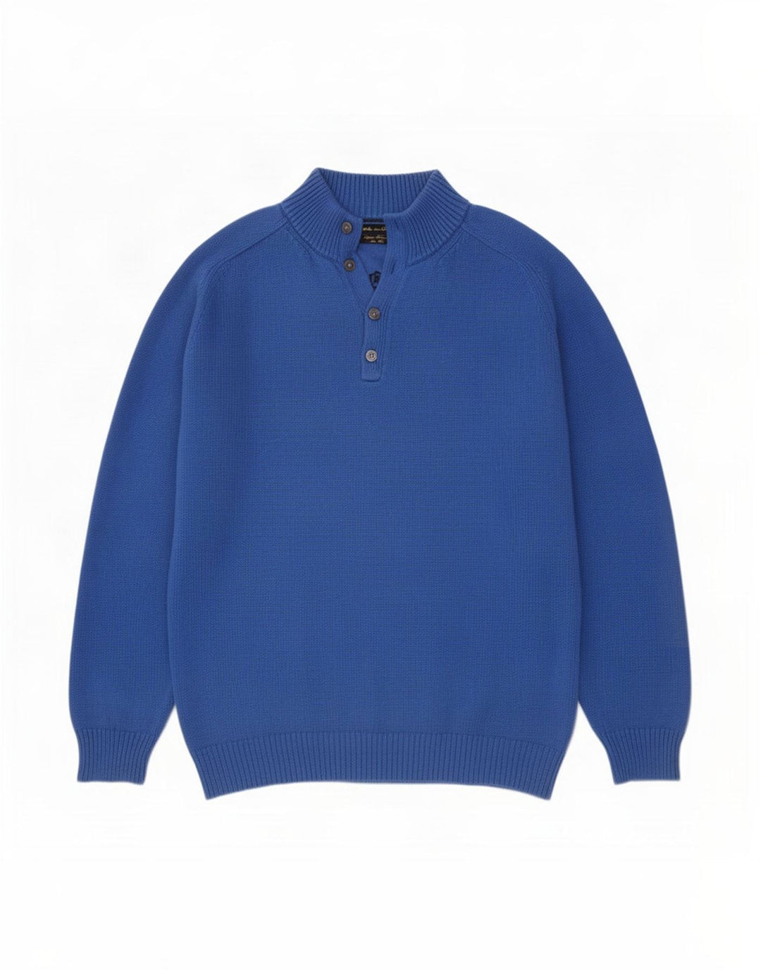 Massimo Dutti Maglione da uomo con collo a bottoni 2XL in cotone blu