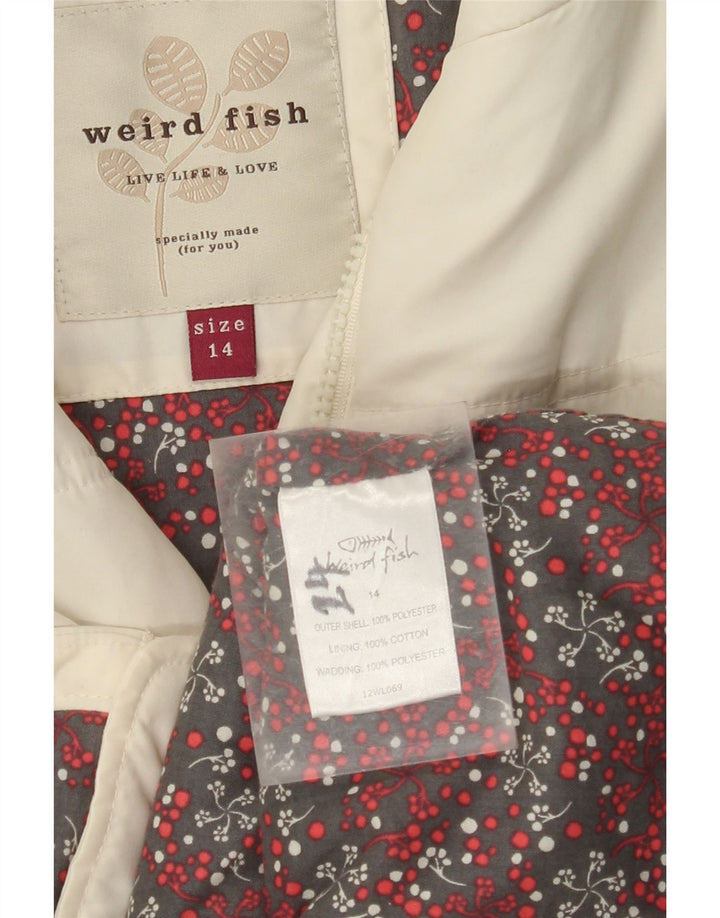 WEIRD FISH Gilet imbottito da donna UK 14 Poliestere bianco sporco medio