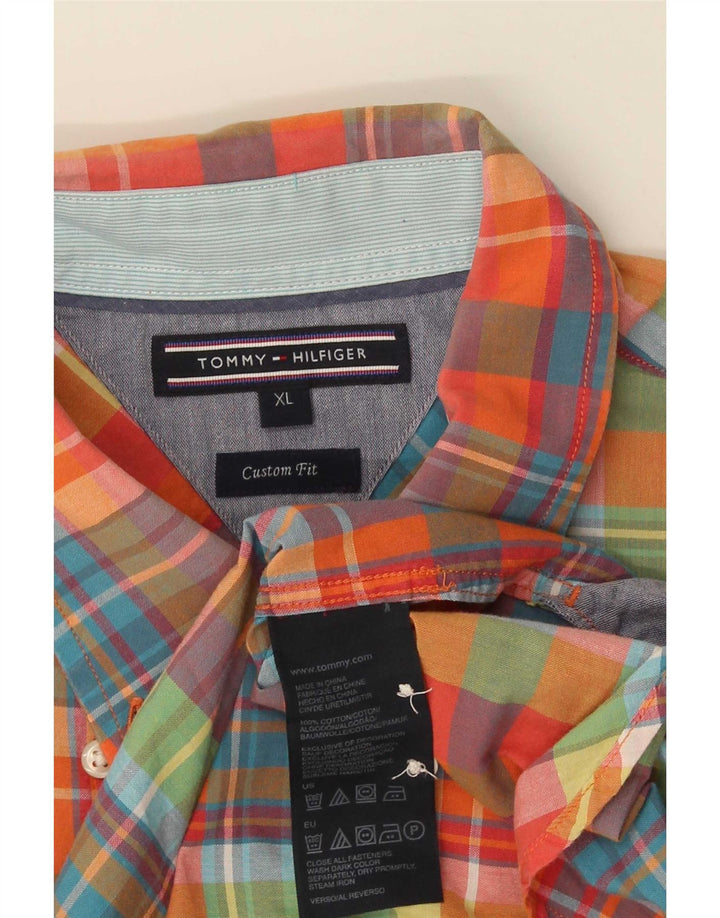 Camicia da uomo a maniche corte personalizzata Tommy Hilfiger XL a quadri multicolore