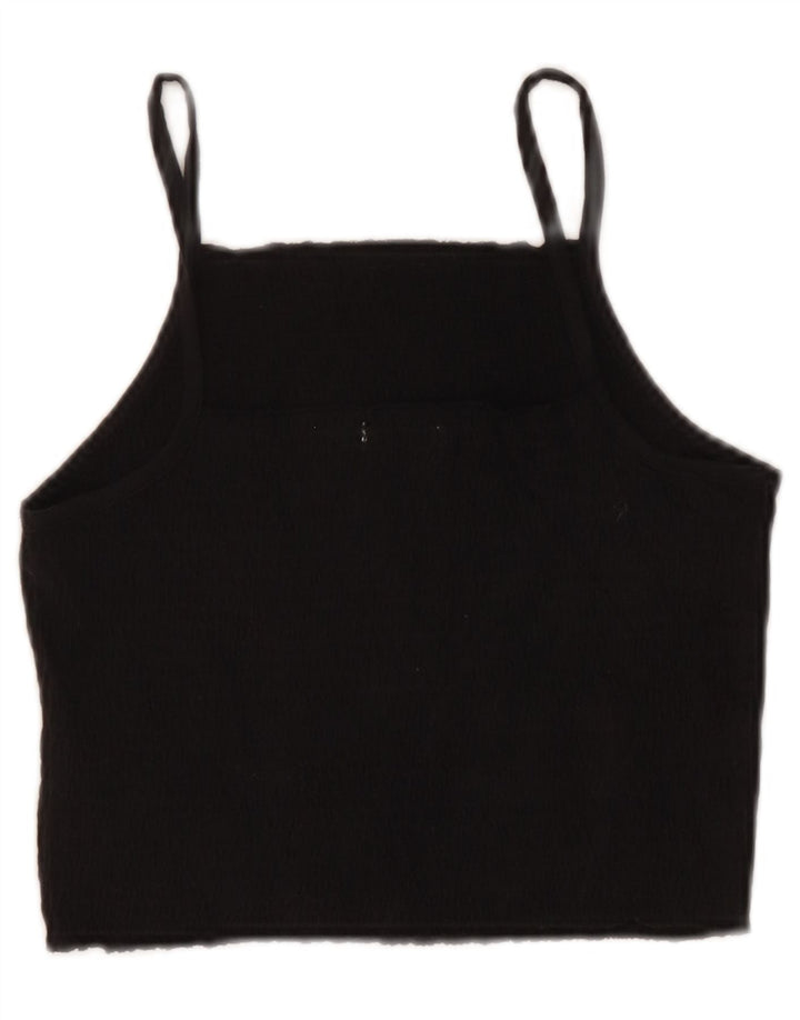 Canotta corta da donna Zara UK 12 cotone nero medio