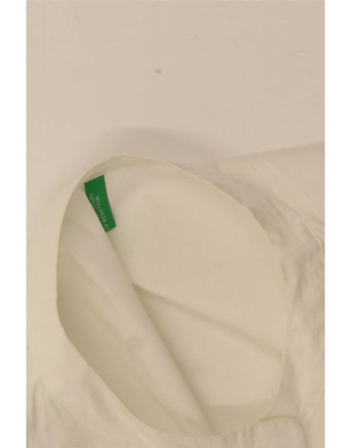 Top tunica manica 3/4 da donna Benetton UK 16 grande bianco
