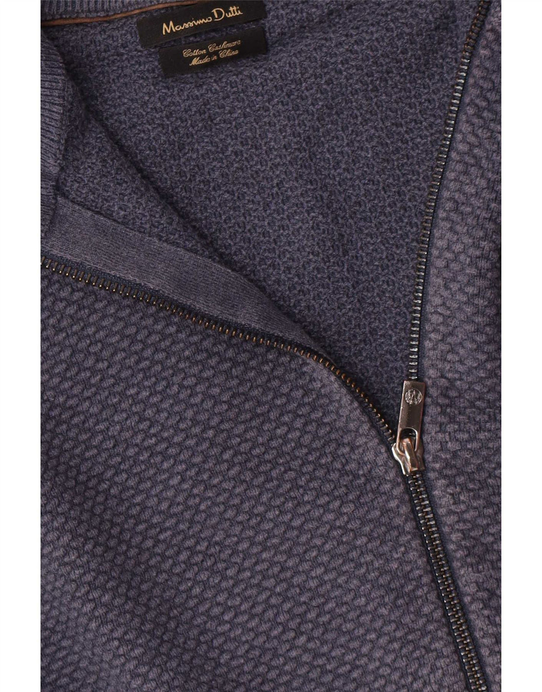 Massimo Dutti Maglione cardigan con zip intera da uomo piccolo in cotone blu navy