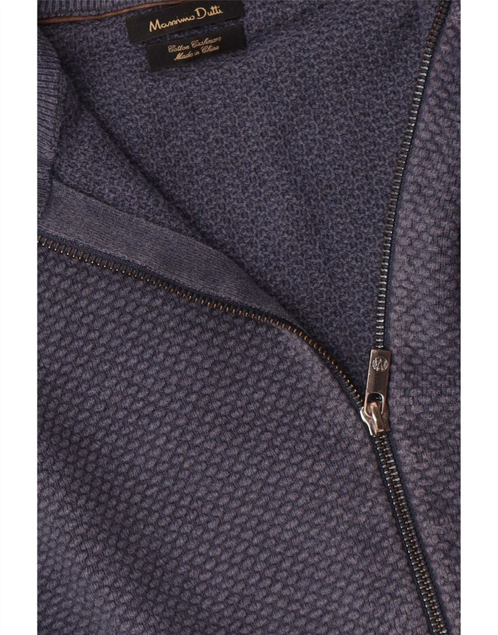 Massimo Dutti Maglione cardigan con zip intera da uomo piccolo in cotone blu navy