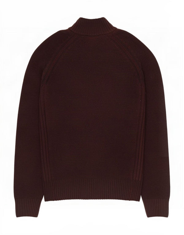 Timberland Maglione da uomo con zip e collo piccolo in lana d'agnello bordeaux
